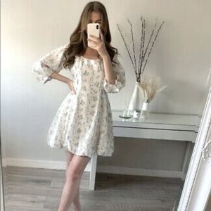 H&M White Floral Mini Dress